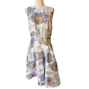 Sara Campbell Floral Poppy Dress Sz 8 Sleeveless Gold Purple Cocktail Party USA